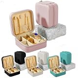 【MONESTA】 アクセサリーケース 携帯用 ジュエリーケース ネックレス収納 イヤリング収納 イヤリング リング ポータブル ジュエリーボックス 持ち運び トラベル 大容量 指輪 収納ボックス PUレザー ベルベット (ピンク, スクエア)