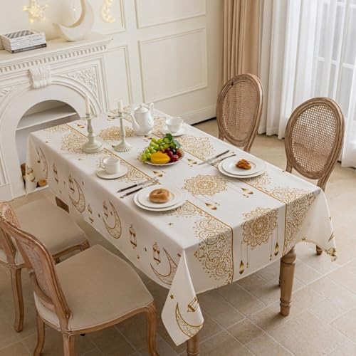 Nappe rectangulaire dorée avec lune et lanterne, le cadeau idéal pour le Ramadan - 6