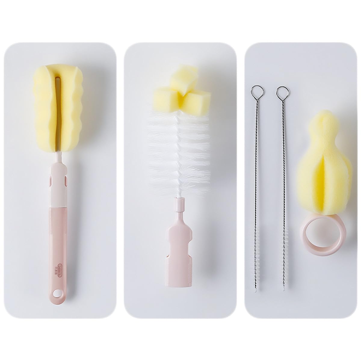 minkissy Cepillo para Botellas de Leche, 3 Juegos de Cepillo de Limpieza de Botellas, Cepillo para Copas de Vino, Cepillo de Burbujas para Botellas de Silicona, Cepillo de Limpieza de Silicona,