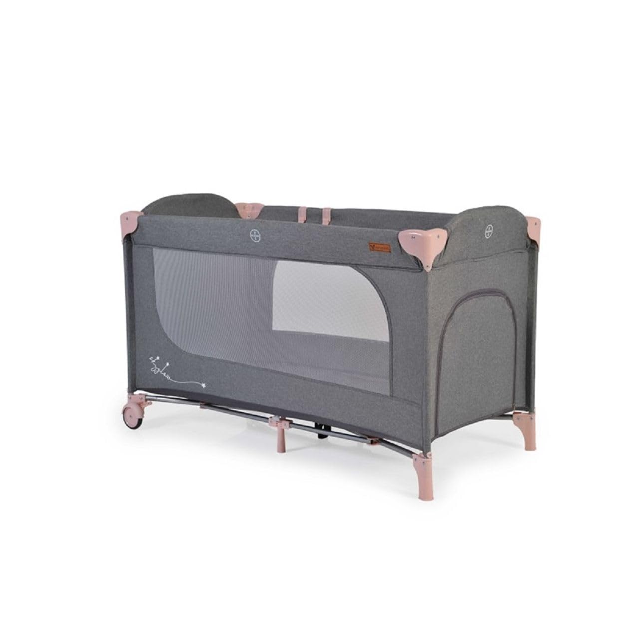 Lit Parapluie de voyage Cangaroo 'Skyglow' avec freins, matelas, entrée latérale, coloris:rose