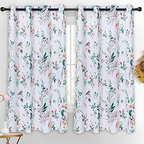 Image of MYSKY HOME Fall Kitchen Curtains 45 Inch Long Floral Blackout Curtains for Room Darkening Thermal Insulated Panels Light Blocking Grommet Rustic Curtains for Dormer Window, 52 inch Wide, 2 Panels, Orange
