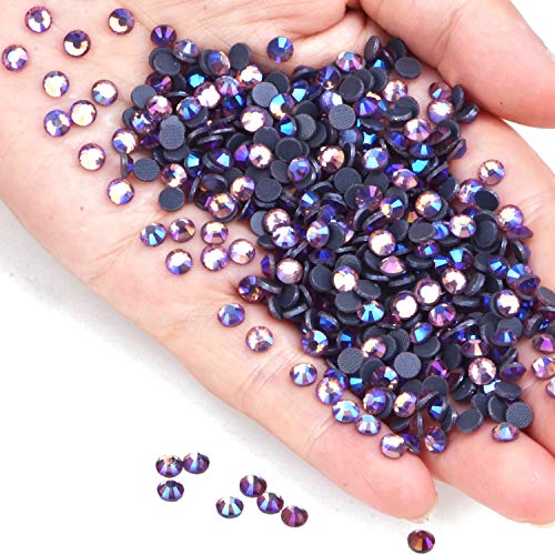 Image of 1500 Pieces Hot Fix Glass Flatback Rhinestones HotFix Round Crystal Gems (Amethyst AB, SS16)