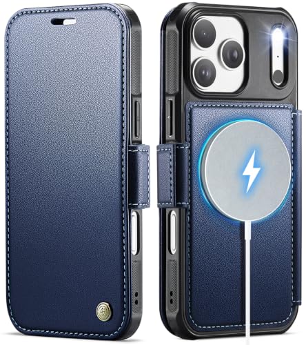 PlusnapX for iPhone 17 Pro Wallet Case Compatible with Magsafe, Deep Blue
