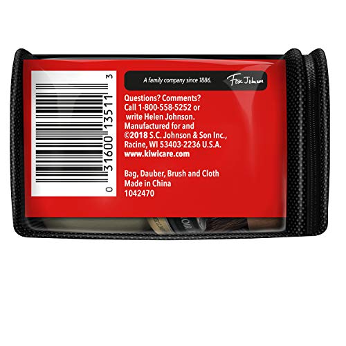 KIWI Black Shoe Shine and Shoe Polish Kit | Leather Shoe Cleaner for Dress Shoes and Boots | 2 Tins, 1 Brush, 1 Dauber and 1 Cloth
