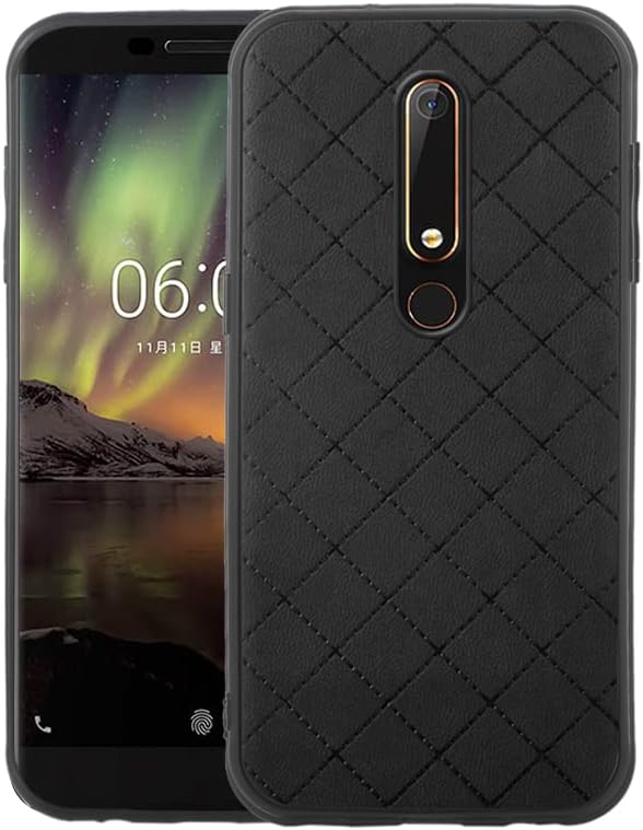 Compatible with Nokia 6.1 2018 case Rugged Thin Slim Cell Accessories Anti-Slip Fit Rubber TPU Mobile Phone Protection Full Body Grip Soft Bumper Cover for Nokia6.1 TA-1045 Women Men Black