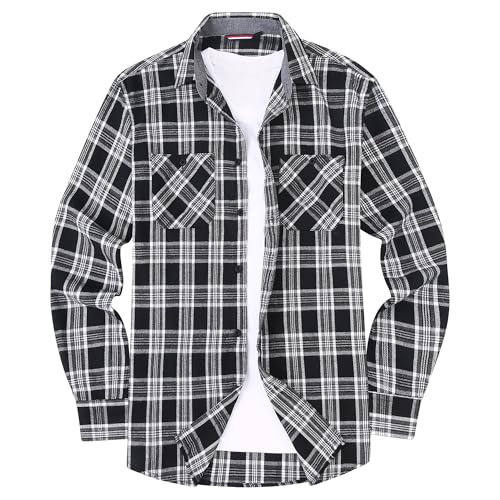 Alex Vando Mens Button Down Shirts Regular Fit Long Sleeve Casual Plaid Flannel Shirt