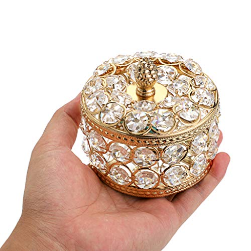 Boîte à bijoux en cristal dorée taille moyenne avec couvercle Sumtree - 7