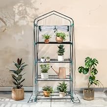 BTM Greenhouse Vinyl House, Thermal Greenhouse Shelf, 2 Covers, for Cultivation, Flowers, Vegetables, Plants, PVC Vinyl House, Rainproof, Cold Protection, Wind Protection, Small, Vinyl Greenhouse, 4