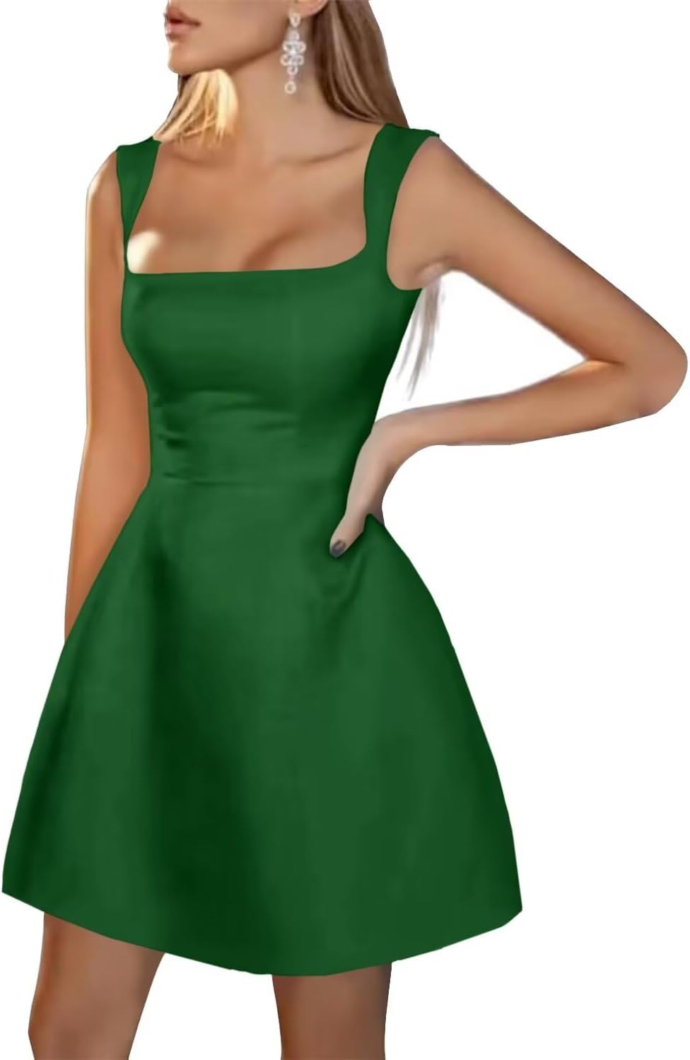 Satin Short Homecoming Dresses for Teens Cute Square Neck Mini Birthday Dress Simple A Line Formal Party Gowns