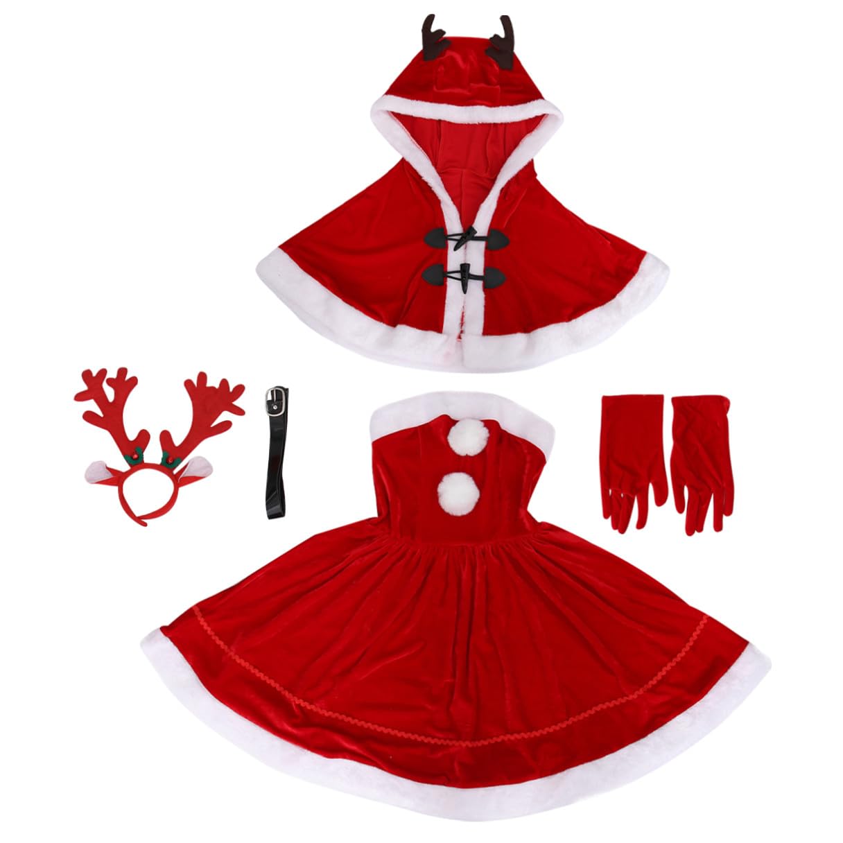 Housoutil Abito Natalizio per Bambina in Poliestere Rosso Tessuto Confortevole e Alta Ritenzione di Calore, Costume Adorabile per Festa di Vigilia di Natale