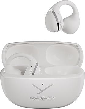 beyerdynamic Amiron Zero Ultra Open Ear Headphones, Comfortable, Clip-On Earbuds, Wireless Bluetooth Over Ear Earbuds w Mic. Running, Workout, Sport, Water Resistant, 20 Hours Playtime. White