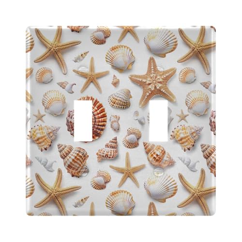 UMIRIKO Starfish Shell Light Switch Cover Plate Covers Decorative Double Toggle Home Decor 202b3327