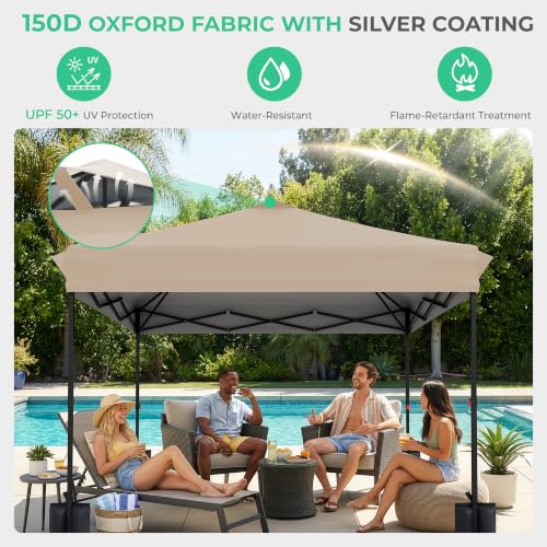 Image of JEAREY 10x10 Pop Up Canopy Tent, Easy Up Outdoor Market Canopy, Beige