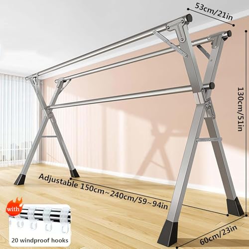 Étendoir à linge pliable en acier inoxydable durable et stable - 4