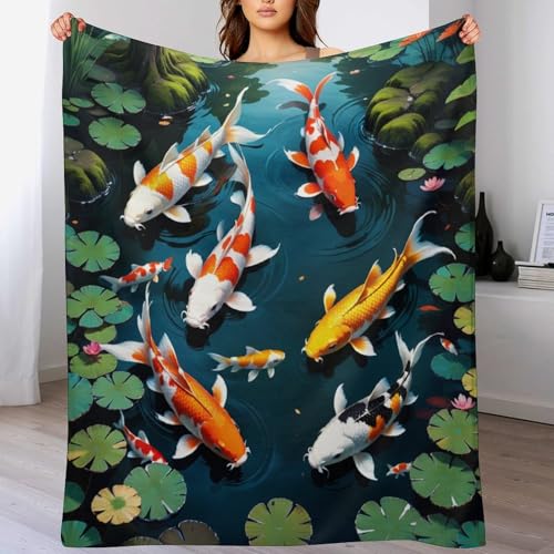 Manta de forro polar de franela Koi de 130x180 cm suave y cálida para sofá y cama 2