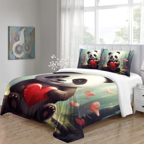 Housse de couette 200x200 panda parure de lit 3 pièces lit double microfibre - 5