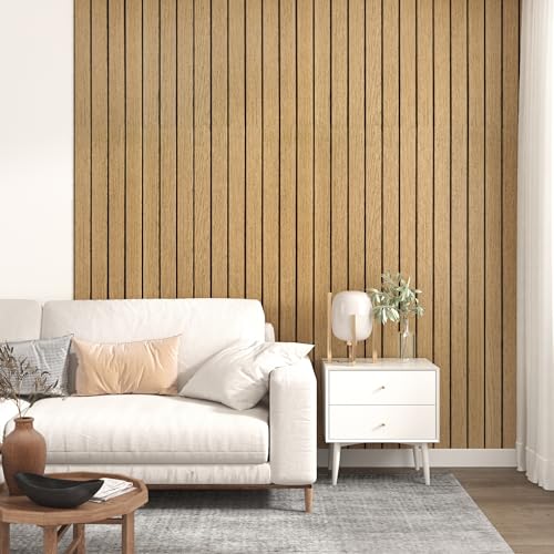 Panel de pared de listones de madera 3D con grano natural exclusivo de 30,5 x 508 cm 3