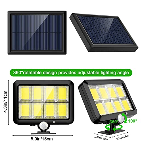 Solar Motion Sensor Light Outdoor, 320 Bright COB LED, 16.4Ft Cable, 3 Working Mode, Adjustable Solar Panel, Wired Solar Powered Security Flood Lights for Indoor Use, Wall, Yard, Garage, Garden(2 Set) - Image 3