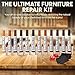 MeasuPro Furniture Repair Kit Set of 26 Wood Repair Kit w/Furniture Touch Up Markers Wax Crayons Sharpener & Cleaner Cloth Restore Hardwood Floor Scratches Discoloration for Wooden Door and More
