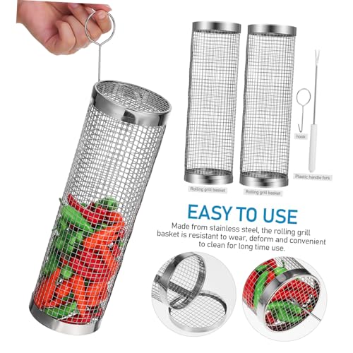 Panier à griller rotatif cylindrique Yardwe pour barbecue de légumes et poulet sans chute - 3