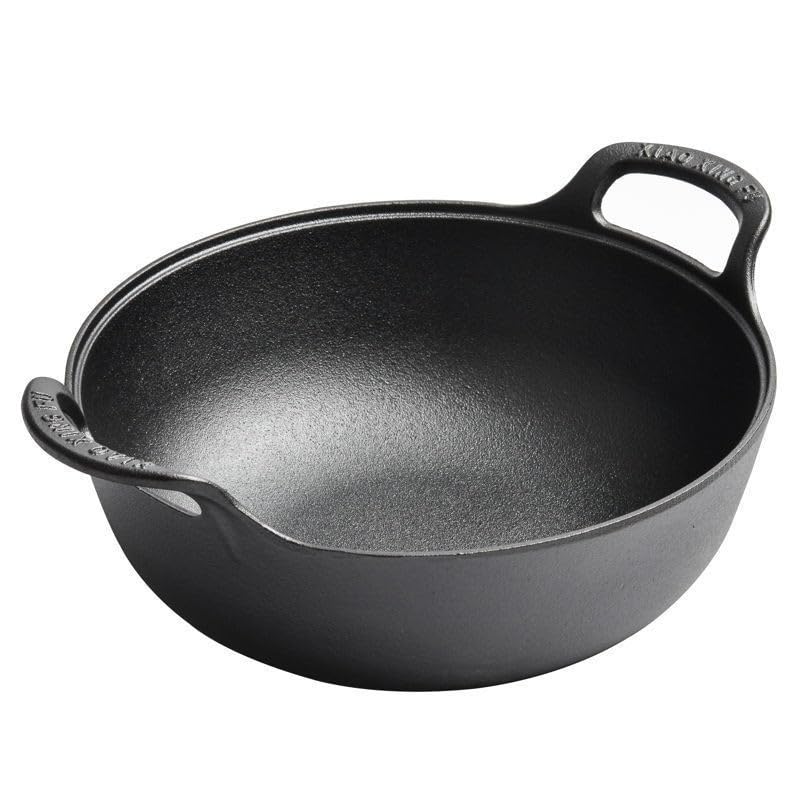 VONOTO 9 inch Cast Iron Wok with Handles, Grilling Pan, Use in the Oven, on the Stove, or on the Grill (9 inch)
