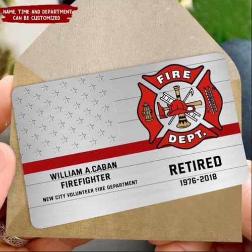 Personalized Firefighter Custom Department & Name Aluminum Wallet Card2