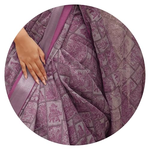 Image of MIRCHI FASHION Saree for Woman Cotton Blend Printed | Traditional Ethnic Sari for Ceremonial Use and Farewell with Blouse Piece