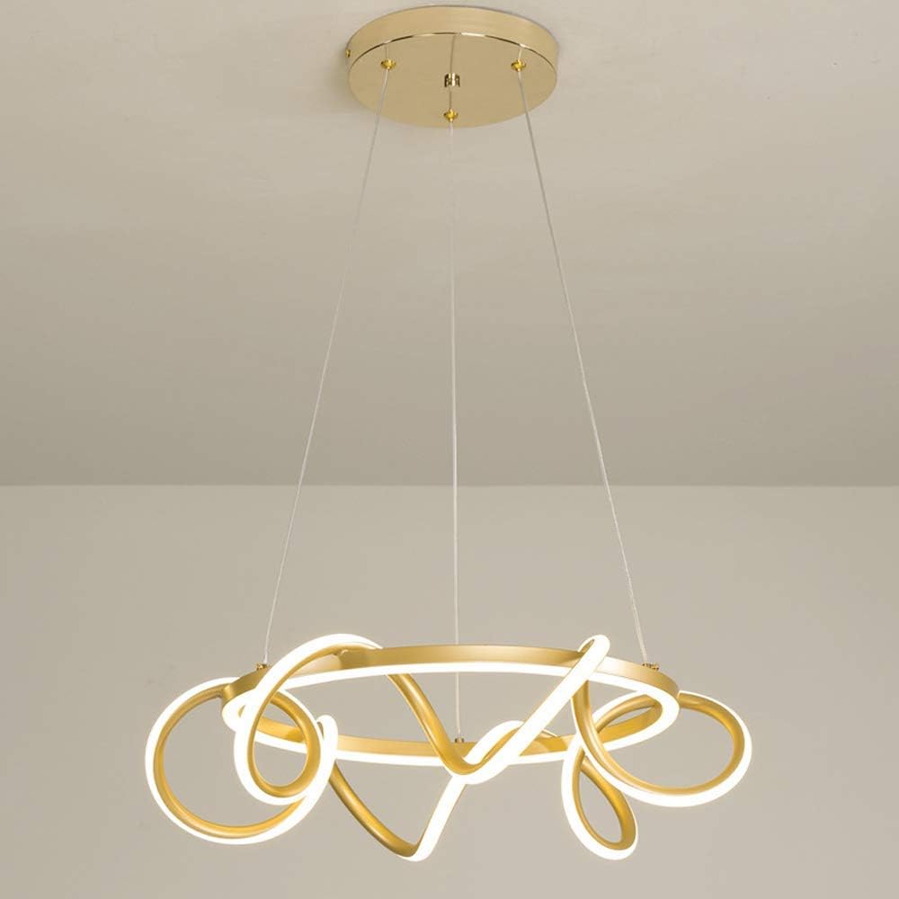 Led 90W Ceiling Chandelier Light Quality Aluminum Suspension Lamp Modern Hanging Lighting Fixtures Acrylic Indoor Decor Kitchen Island Drop Light for Living Room Bedroom Gold,White Light