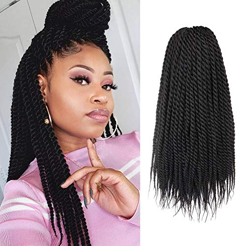 Havana Twist Crochet Hair 20 inch 7 Pcs Natural Black Havana Mambo Twist Crochet Braids Synthetic Braiding Hair Extension (1B) (20 inch, 1B)