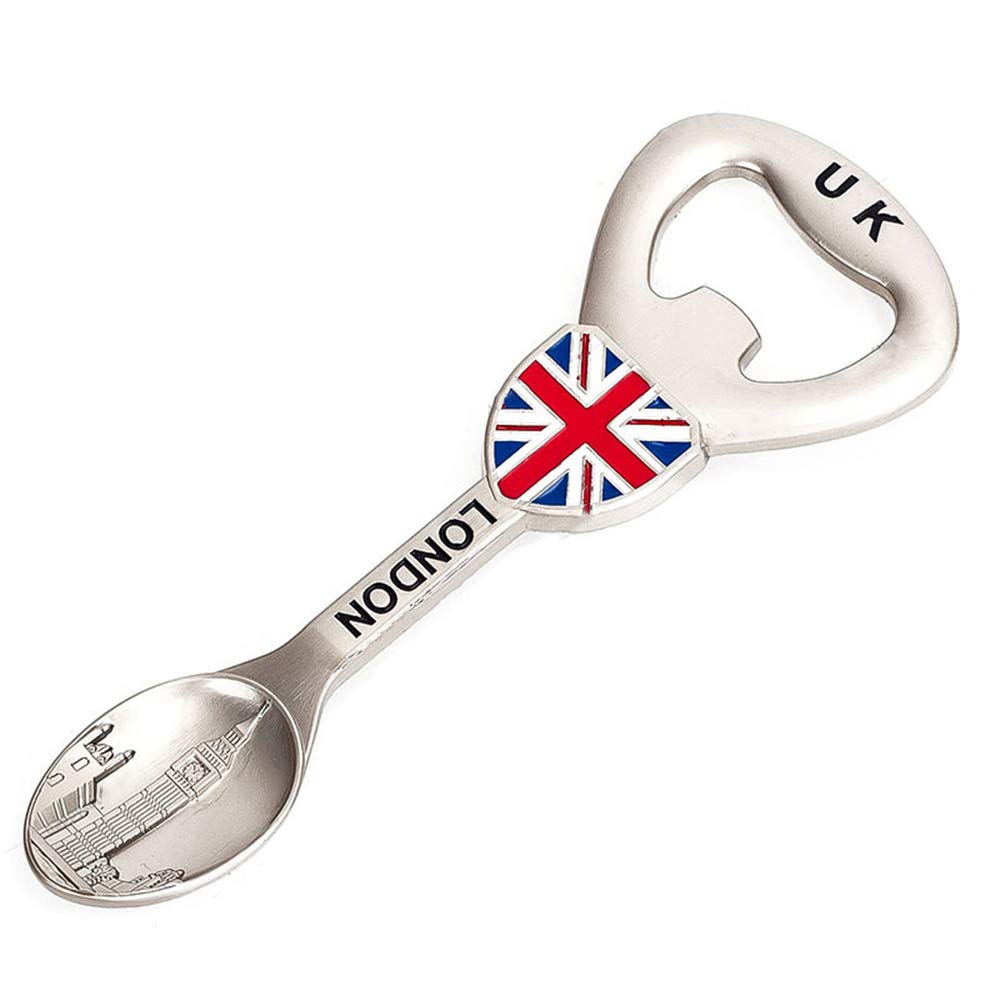SHFICDJ Travel souvenirs Soup spoon shape Bottle Opener,Refrigerator Magnet UK London Zinc alloy Beer Bottle Openers,Creative kitchen supplies gift bottle opener.