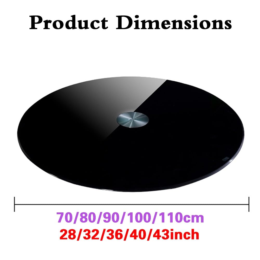 Plateau Tournant En Verre Trempé Lazy Susan Noir, Grand Plateau Rotatif De 60cm 80 cm 100cm, Pour Table De Salle À Manger, Assiette De Service De Table D'hôtel À Domicile, Facile À Partager La Nourrit