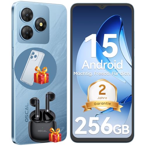OSCAL Flat 2 Handy Ohne Vertrag Android 15, 12GB+256GB 2TB TF Handy, 90Hz 6.56' HD+ 90Hz, Octa-Core, 5000mAh, 13MP+8MP AI Kamera Smartphone Ohne Vertrag Dual SIM 4G OTG/GPS/Face ID/Fingerprint