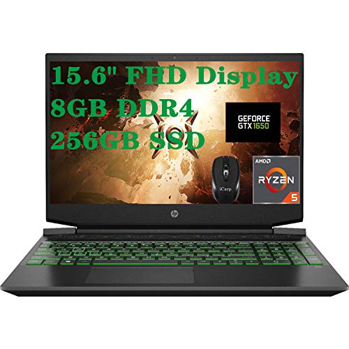 HP Pavilion 15 Premium Gaming Laptop Computer 15.6" FHD AMD Hexa-Core Ryzen 5 4600H (Beats i7-9750H) 8GB DDR4 256GB SSD 4GB GTX 1650 Backlit B&O HDMI WiFi Webcam Win 10 + iCarp Wireless Mouse