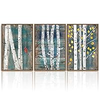 3 Piece Framed Canvas Wall Art Wild Flowers on Wood Background Canvas Prints Home Artwork Decoration for Living Room,Bedroom - 16