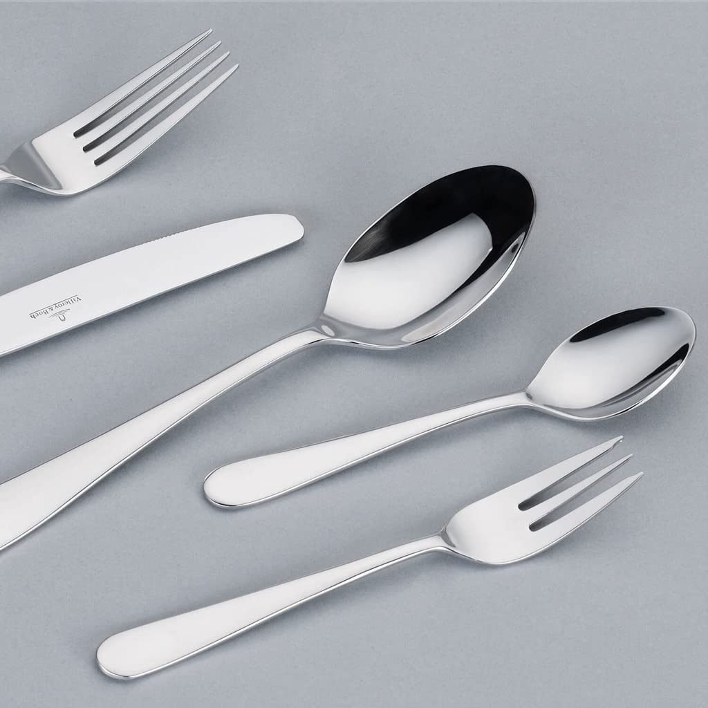 Villeroy & Boch - Oscar Set di Posate 68 Pezzi Argento, Lavabile in Lavastoviglie, 12 Persone Platino, Forchette, Coltelli, Cucchiaio, Acciaio Inossidabile