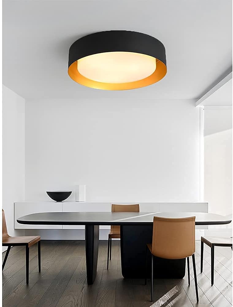 Goomavi Modern Flush Mount Ceiling Light,Minimalist Metal Black and Gold Finish Close to Ceiling Light Fixtures,Round Shape Ceiling Lighting Lamp for Bedroom, Kitchen,Restaurant, Living Room(15.75'') - - 