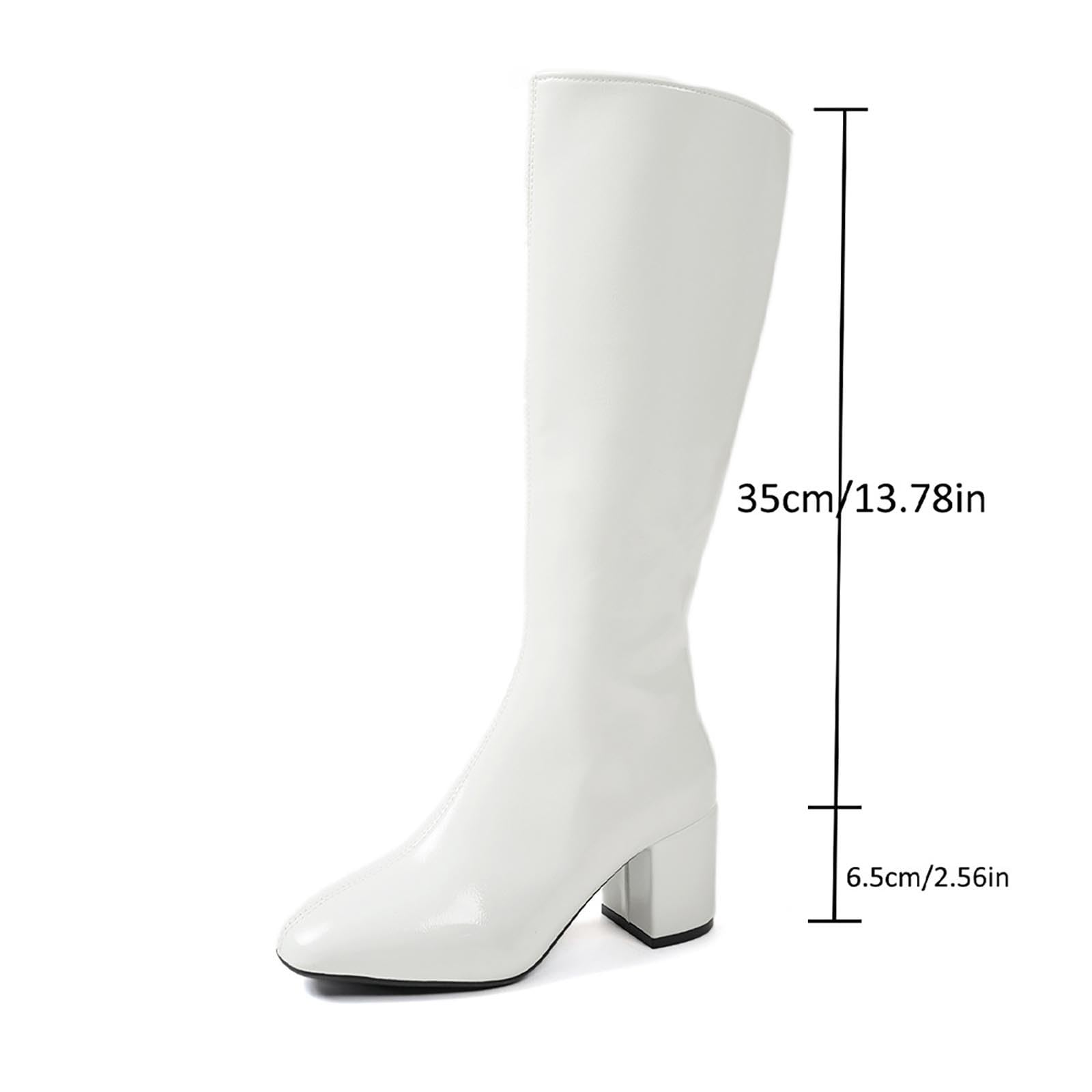 Kniehohe Stiefel Damen Hoher Blockabsatz sowie Kunstleder-Obermaterial