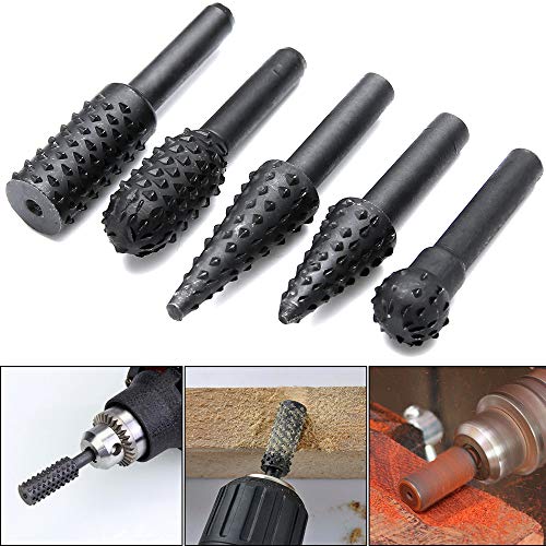 Saipor 10Stk. 3mm Schaft Rotary Burr HSS Fräser Set Frässtifte Holz für Dremel Multifunktionswerkzeug und 5Stk. 6mm Schaft Raspelfräser Holz Fräse Geeignet für Bohrmaschine