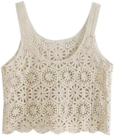 (One Size/Suitable for Height 155-160)、Women Crochet Cropped Tank...