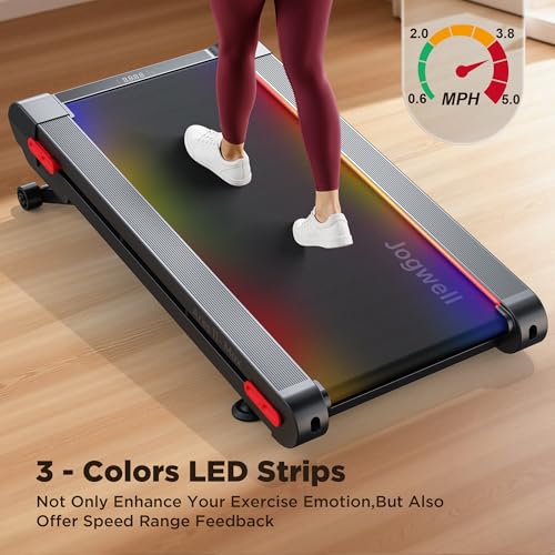 Image of Jogwell Walking Pad Treadmill with 12% /20% Auto Incline, 3.5HP Brushless Ultra-Quiet, Under Desk Treadmill for Home Office, 400 LBS Capacity, 30% Wider Deck, Vertical Storage