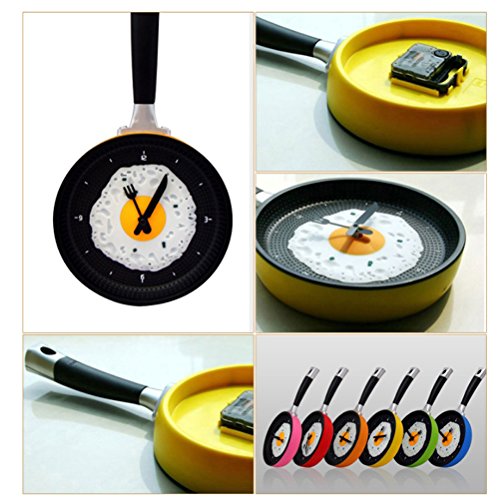 Winomo 3D Pan With Fried Egg Shape Pot Wall Clock Modern Design For Kitchen Decoration (No Battery Included) - Yellow #TOP5