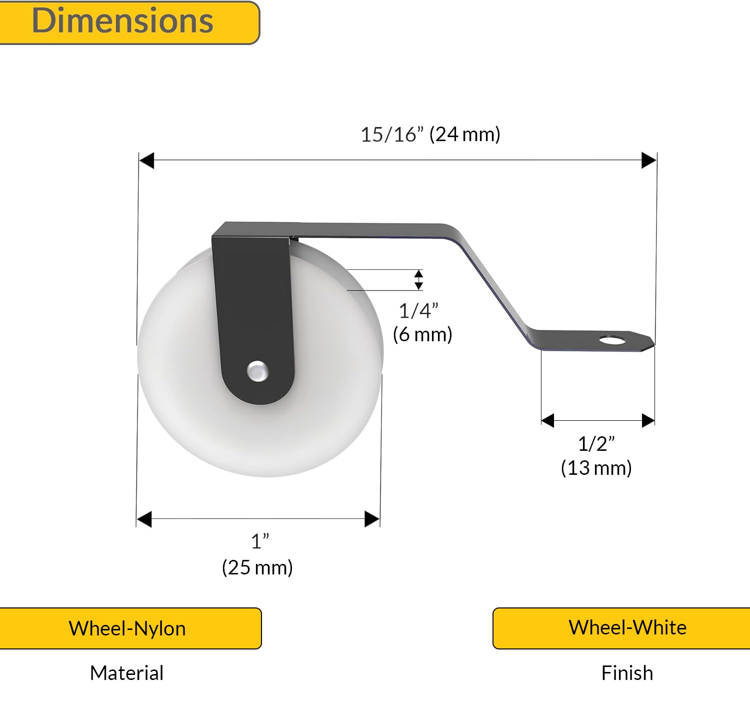 Brixwell Spring Roller Assembly, Nylon Wheel, Metal Bracket, 1