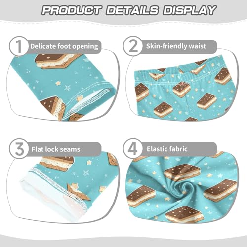 Girls Leggings Soft Toddler Ankle Length Bottoms Ice Cream Sandwich Kids Dance Yoga Pants 4-10 Years3