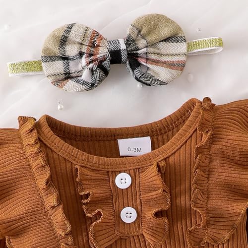 Baby Girl Clothes Newborn Fall Winter Outfit Ruffled Long Sleeve Romper Lace Dress Headband Skirt Set 0-18 Months4