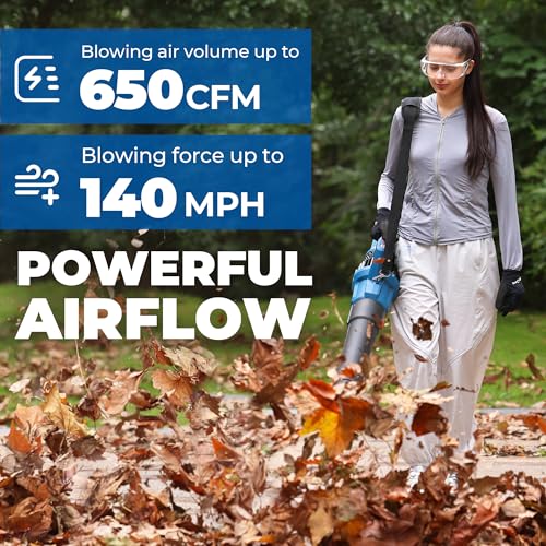 Image of DongCheng 40V 650CFM 140MPH Brushless Leaf Blower Turbo 2x4Ah