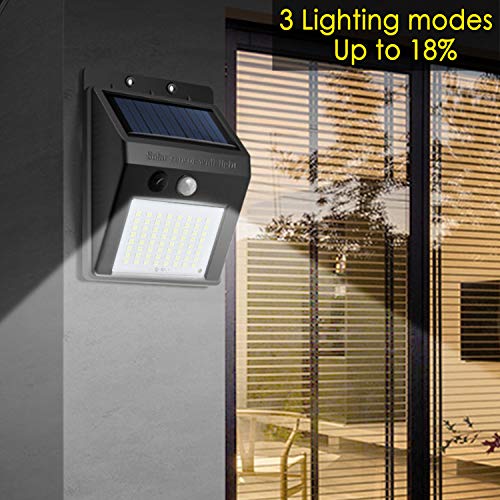 OHMU Solar Lights Outdoor, [64 LED/3 Working Modes] Solar Security Lights Motion Sensor Wireless IP 65 Waterproof Outdoor Lights for Garden Fence Patio Garage (6 Packs)