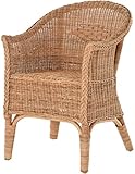 korb.outlet Rattan-Sessel Natur/Esszimmersessel Korb-Sessel Beige/Rattanmöbel Rattansessel Rattanstuhl mit Armlehnen Lounge Flechtsessel (Natur, ohne...
