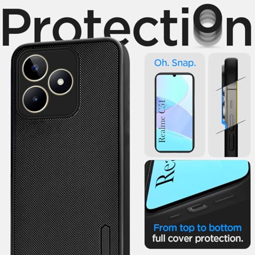 Image of Jkobi Back Cover Case for Realme C51 (Textured Grip Design | Camera Protection | Slim and Light Weight | Soft Touch and Feel | Black)