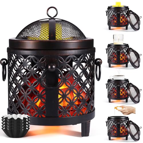 Elektrische Duftlampe 4 in 1 Kamin Duftlampe für Duftwachs Kerze Duftöl Elektrischer Wachswärmer Aroma Diffuser Duftöl Lampe Duftwachs Lampe Elektrisch Aromalampe für Büro Schlafzimmer Dekoration