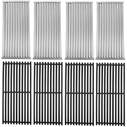 18 1/4" Stainless Steel Emitter Plates and Cast Iron Cooking Grill Grates Replacement Parts for Charbroil 463224912, 463231711, 463241413, 463241414, 463247209, 463271314, 466231711, Kenmore 463268107 Cover